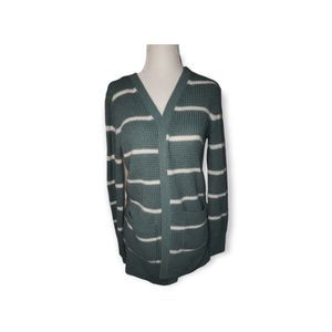 Striped Teal and White Women's Cardigan